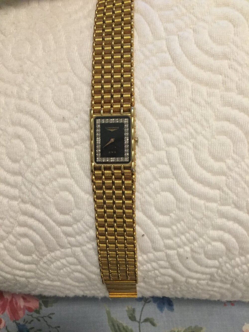 Vintage Longines QWR Men's Quartz Watch Diamond Dial and Bracelet CMZ 5712